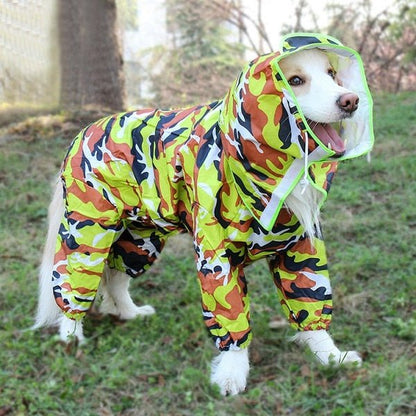 Pet Large Dog Raincoat Outdoor Waterproof Clothes Hooded Jumpsuit Cloak For Small Big Dogs Overalls Rain Coat Labrador | Pampered Pets