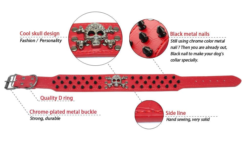 2" wide spiked studded leather dog collar bullet rivets - 3