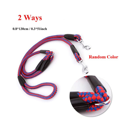 2/3 Way Couplers Pet Walking Running Dog Leash Lead 55" Long Braided Nylon Double Dog Leash Rope For 2/3Dogs | Pampered Pets