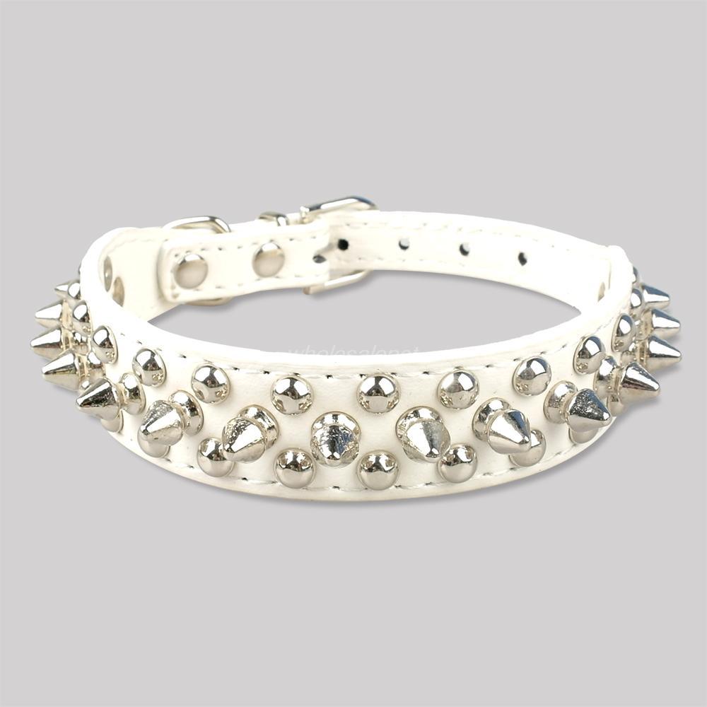 Leather Dog Cat Collar 1 Row Spiked Studded Puppy Pet Collars for Small Medium Dogs Chihuahua Yorkies XXS XS - Pampered Pets