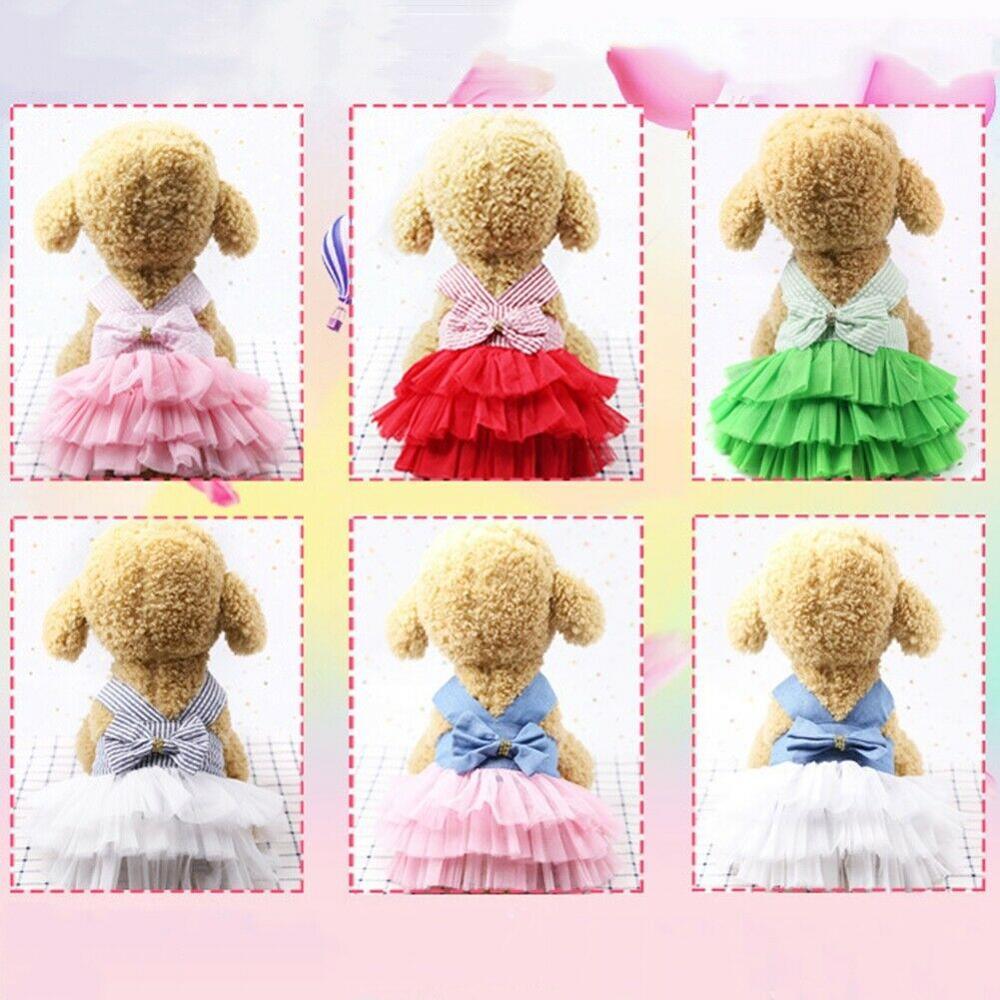 Puppy Pet Dogs Clothes Summer Dog Costume Sling Sweetly Princess Dress Teddy Party Birthday Decor Bow Knot Dress For Small Dog - Pampered Pets