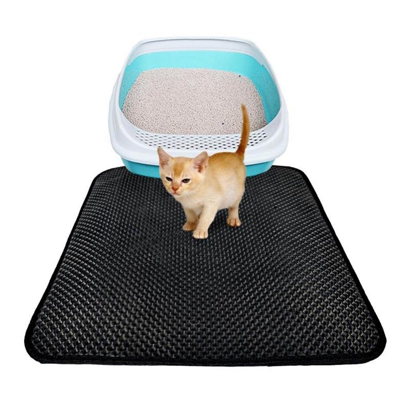 Pet Cat Litter Mat Double Layer Pet Cat Litter Trapper Mats with Waterproof Bottom Layer Non-slip Pets Litter Cats Bed Pads - Pampered Pets