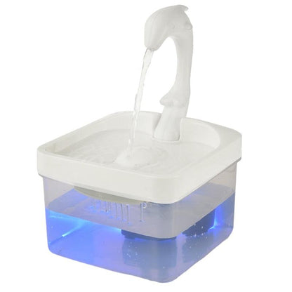 Pet Water Fountain Swan Neck Shaped Cat Water Dispenser Prevent Dry Burn Drinking Fountain 2L With LED Light Bird Dog Drink Bowl - Pampered Pets