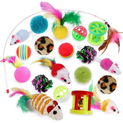 Pets Cat Toys Mouse Shape Balls Shapes Kitten Love New Pet Toy 21 Set Cat Channel Funny Cat Stick Mouse Supplies Value Bundle - Pampered Pets