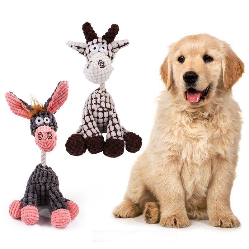 Fun Pets Toy Donkey Shape Corduroy Chew Toy For Dog Puppy Squeaker Squeaky Plush Bone Molar Dog Toy Pet Training Dog Accessories - Pampered Pets