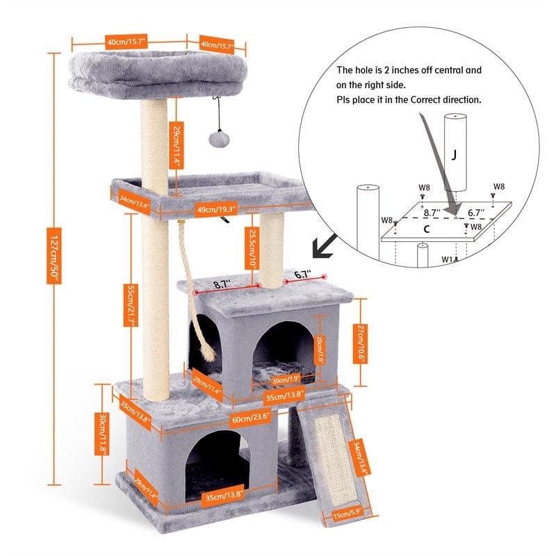 Rocket Styling Cat Tree Condo Scratching Post Multi-level Cat Towel Cozy Perches Climbing Tree Toys Activity Furniture Protector - Pampered Pets