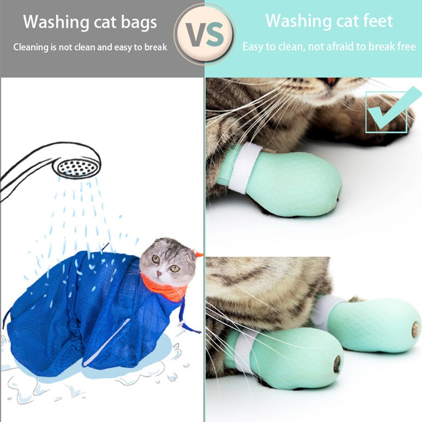 Anti-biting Bath Washing Cat Claw Cover Cat Shoes Boots | Pampered Pets