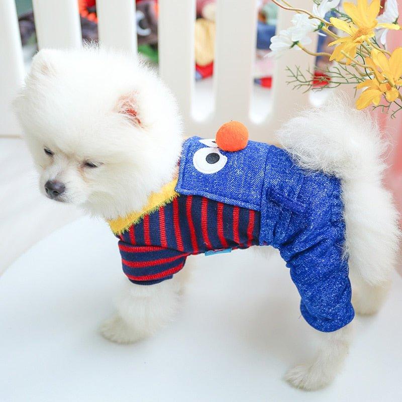 PETCIECLE Pet Dress Teddy Pomeranian Bichon Dog Comfortable Autumn and Winter Thick Striped Bib Shorts - Pampered Pets