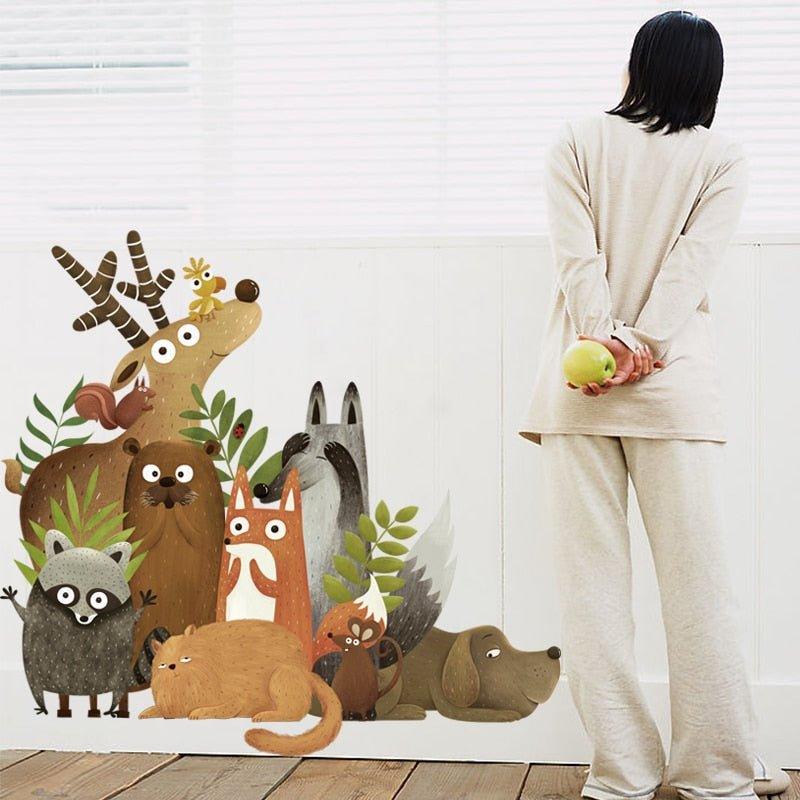 Cleaver Lovely Animals PETS Wall Stickers Paint Style for Living Room Kids Room Wall Decal Baby Nursery Wall Decor Gift Murals - Pampered Pets