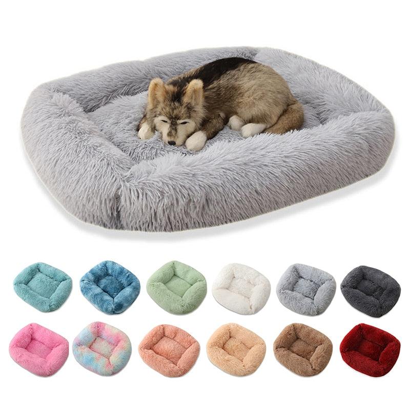 Square Dog Beds Long Plush Solid Color Pet Beds Cat Mat For Little Medium Large Pets Super Soft Winter Warm Sleeping Mats - Pampered Pets