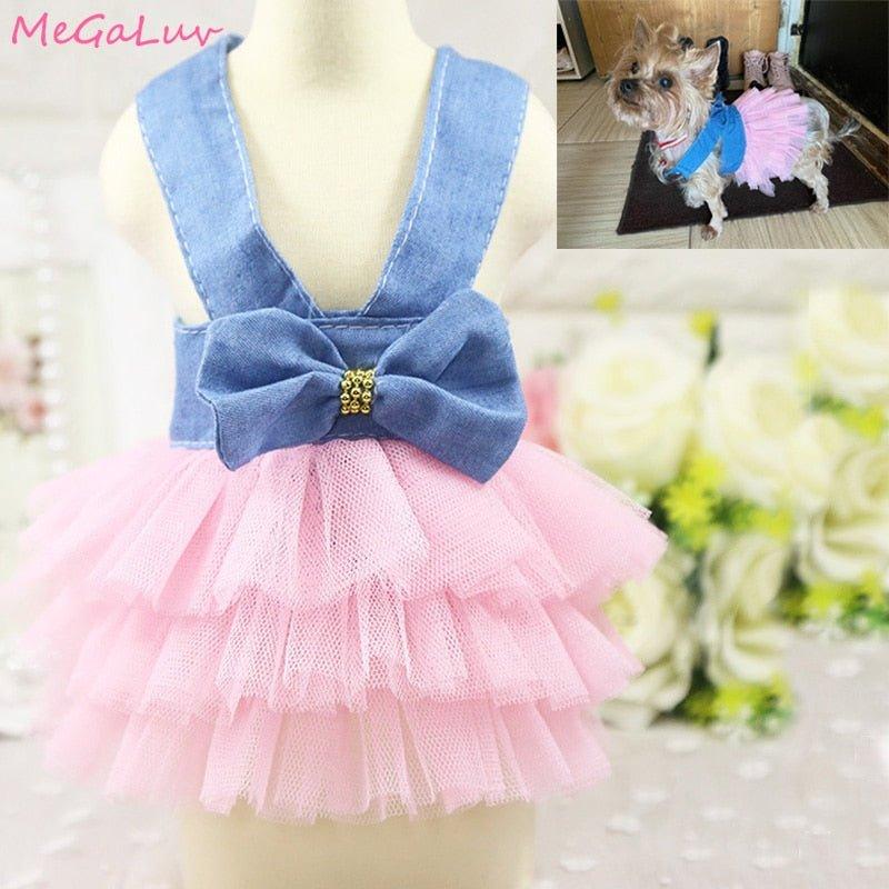 Puppy Pet Dogs Clothes Summer Dog Costume Sling Sweetly Princess Dress Teddy Party Birthday Decor Bow Knot Dress For Small Dog - Pampered Pets