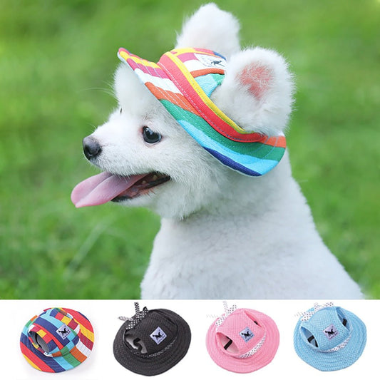 Pet Dog Cat Cap Breathable Summer Sunhat Cloth Mesh Canvas Hat For Small Medium Dogs Cats Caps Pet Products | Pampered Pets