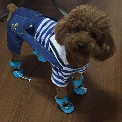 4pcs/set Waterproof Winter Pet Dog Shoes Anti-slip Rain Snow Boots Footwear Thick Warm For Small Cats Puppy Dogs Socks Booties - Pampered Pets