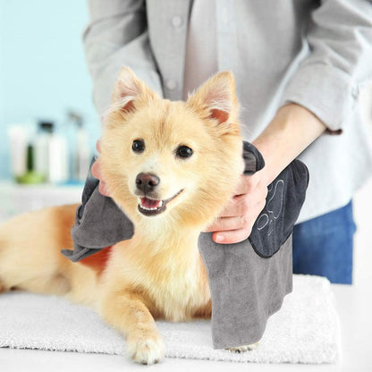 Pet Drying Towel Ultra-absorbent Dog Bath Towel Microfiber 96*50cm Soft Material Microfiber Paw Print Bath Towel - Pampered Pets