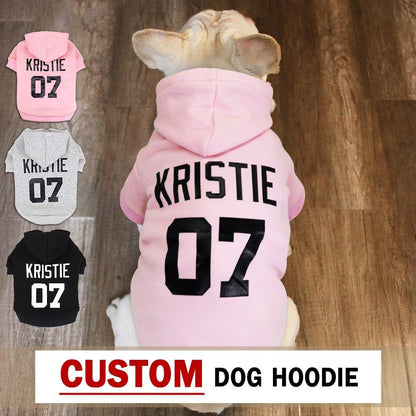 Custom Pet Dog Clothes Picture Name Print Dogs Hoodies Warm Pets Clothing French Bulldog for Small Medium Large Dogs XS-5XL - Pampered Pets