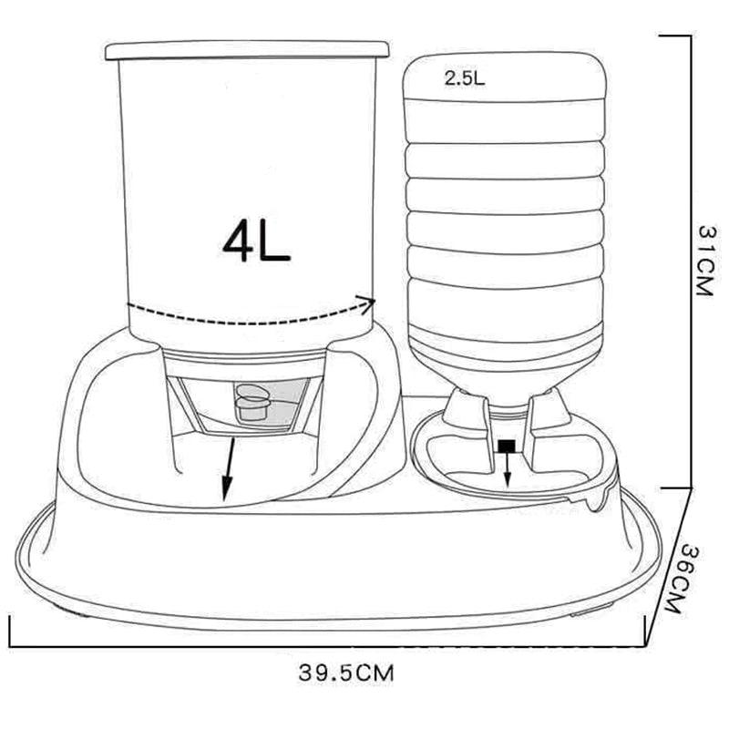 NEW 4L Large Capacity Dual-use Automatic Pet cats Feeder with Water Dispenser dogs Dog Food Bowl Cat Drinking for Supplies pets - Pampered Pets