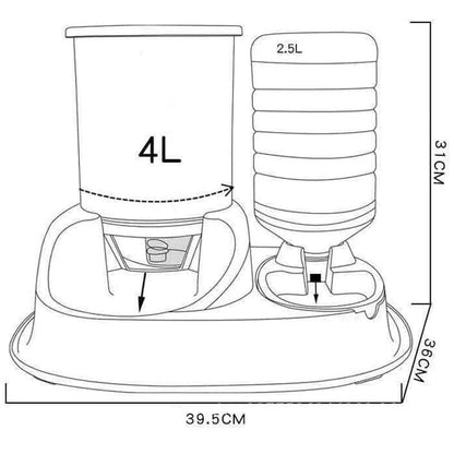 NEW 4L Large Capacity Dual-use Automatic Pet cats Feeder with Water Dispenser dogs Dog Food Bowl Cat Drinking for Supplies pets - Pampered Pets