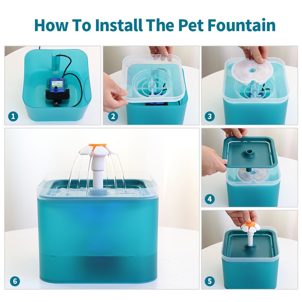 Pet Cat Water Fountain USB Automatic Cat Water Dispenser Feeder Bowl LED Light Smart Dog Cat Water Dispenser Pet Drinking Feeder - Pampered Pets