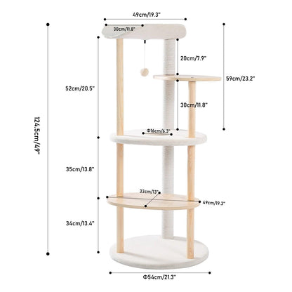 Wood Cat Tree Cats Multi Floor Large Play Tower Sisal Scratching Post Kitten Furniture Activity Centre Condo Playhouse Dang toy - Pampered Pets