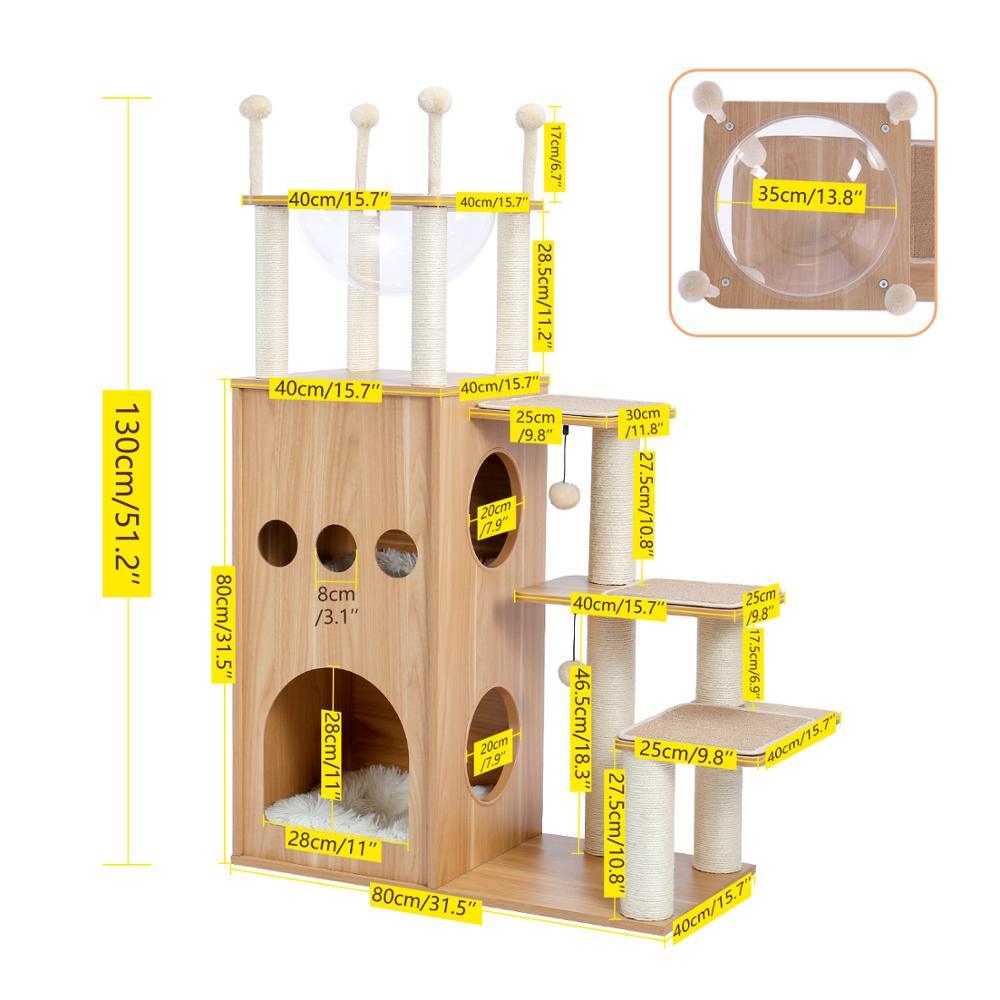 Fast Delivery Pet Cat Tree House Tower Condo Wood Cat Scratching Sisal-Covered Scratch Posts Pads with Play Ball for Cats Kitten - Pampered Pets