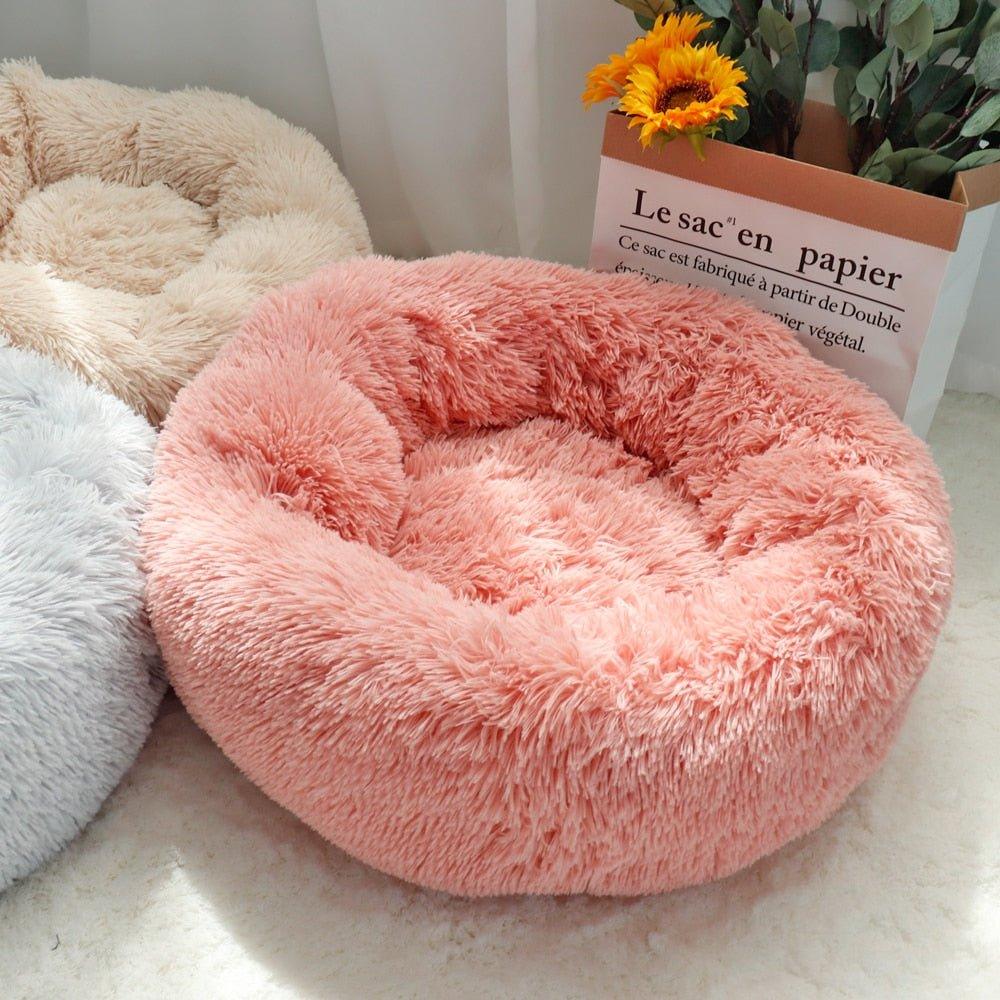 Pet Dog Bed Warm Fleece Round Dog Kennel House Long Plush Winter Pets Dog Beds For Medium Large Dogs Cats Soft Sofa Cushion Mats - Pampered Pets