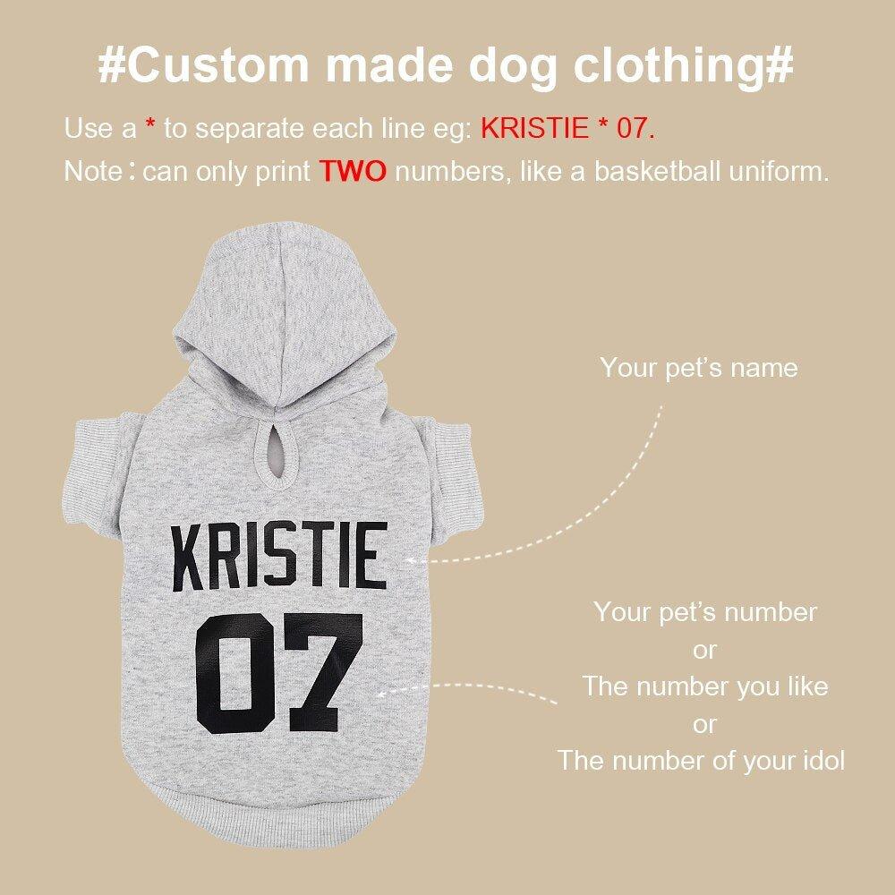 Custom Pet Dog Clothes Picture Name Print Dogs Hoodies Warm Pets Clothing French Bulldog for Small Medium Large Dogs XS-5XL - Pampered Pets