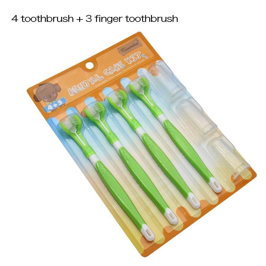 Pet Toothbrush Kit With Soft Dog Finger Toothbrush Pet Multi-angle Cleaning Tooth Dog Cat Dental Care ToothBrushes Set for Pets - Pampered Pets