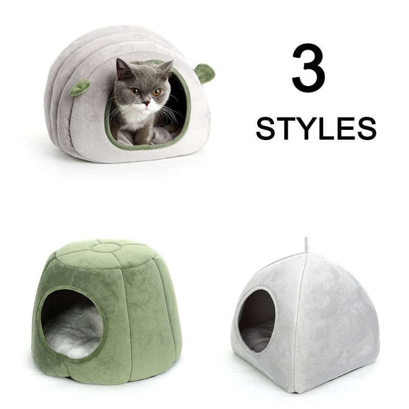 SHUANGMAO 3 Styles Cat Bed House Pet Winter Collapsible Plush Cat's Nest For Indoor Small Dogs Mat Warm Cave Sleeping Products | Pampered Pets