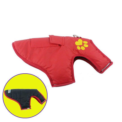 XS-4XL Double Sided Solid Color Windproof Chest Harness for Dogs Fashion Warm Dog Paw Print Vest Pets Waterproof Chests Clothes - Pampered Pets