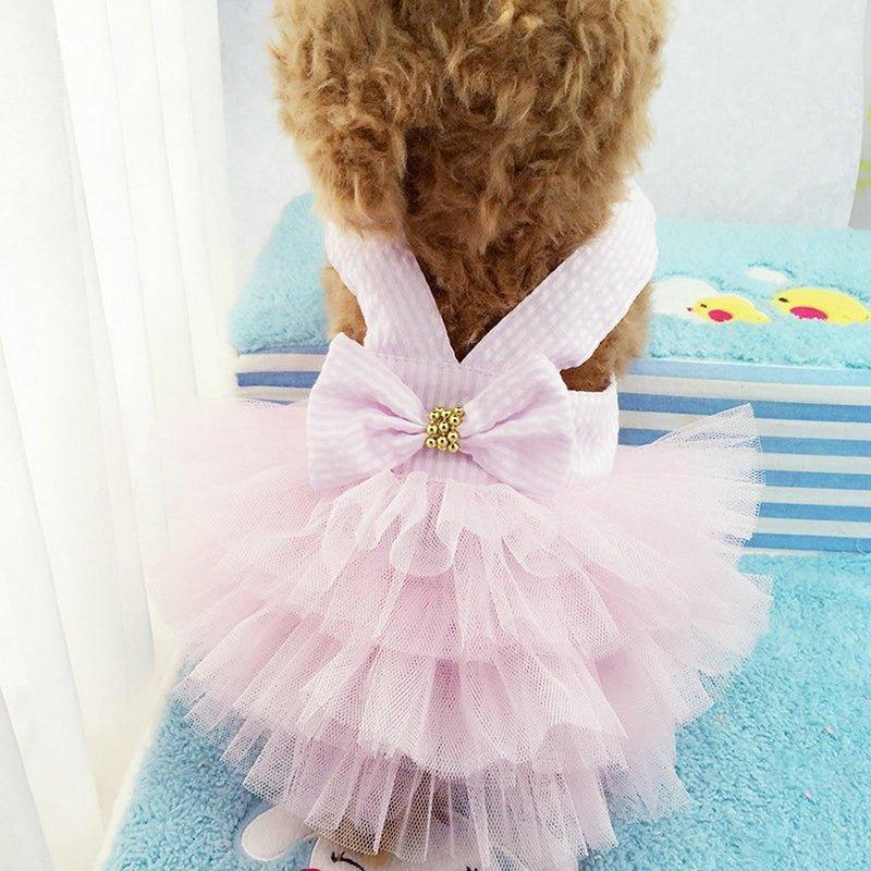 Puppy Pet Dogs Clothes Summer Dog Costume Sling Sweetly Princess Dress Teddy Party Birthday Decor Bow Knot Dress For Small Dog - Pampered Pets