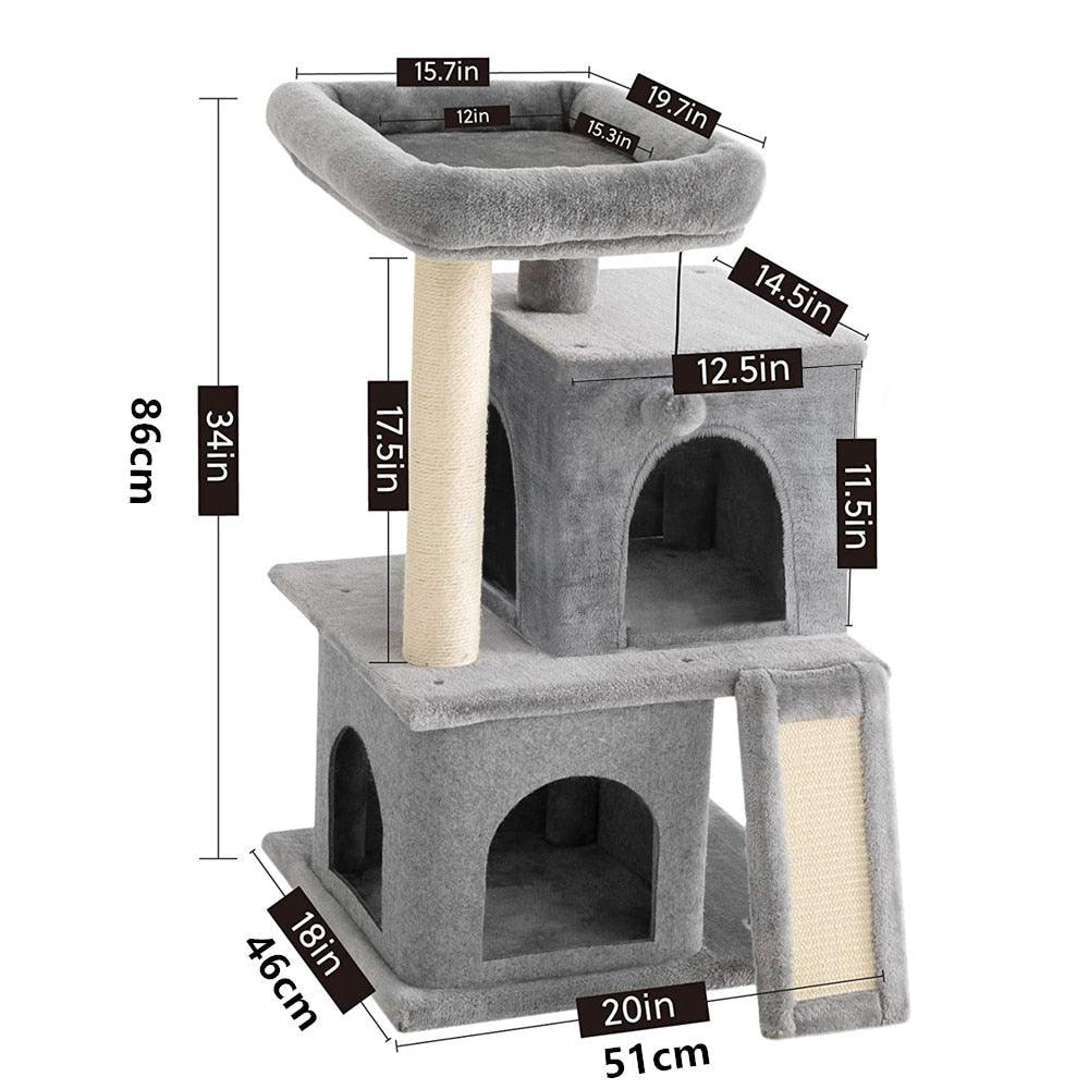 Rocket Styling Cat Tree Condo Scratching Post Multi-level Cat Towel Cozy Perches Climbing Tree Toys Activity Furniture Protector - Pampered Pets