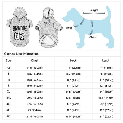 Custom Pet Dog Clothes Picture Name Print Dogs Hoodies Warm Pets Clothing French Bulldog for Small Medium Large Dogs XS-5XL - Pampered Pets