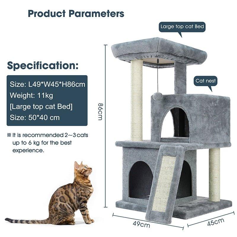 Fast Delivery Pet Cat Tree House Tower Condo Wood Cat Scratching Sisal-Covered Scratch Posts Pads with Play Ball for Cats Kitten - Pampered Pets