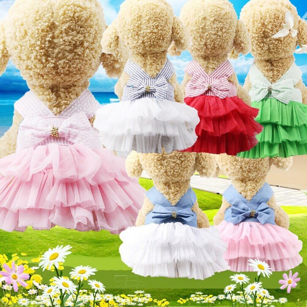 Puppy Pet Dogs Clothes Summer Dog Costume Sling Sweetly Princess Dress Teddy Party Birthday Decor Bow Knot Dress For Small Dog - Pampered Pets