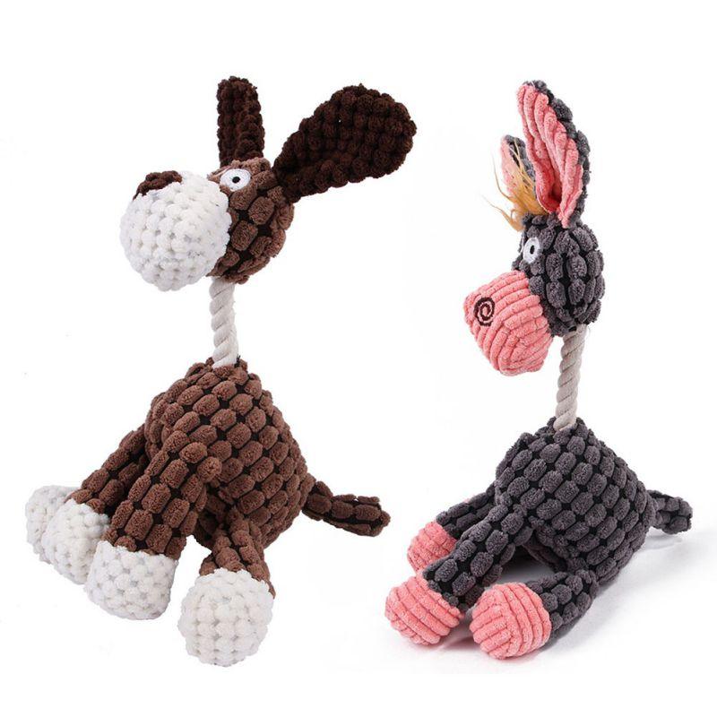 Fun Pets Toy Donkey Shape Corduroy Chew Toy For Dog Puppy Squeaker Squeaky Plush Bone Molar Dog Toy Pet Training Dog Accessories - Pampered Pets