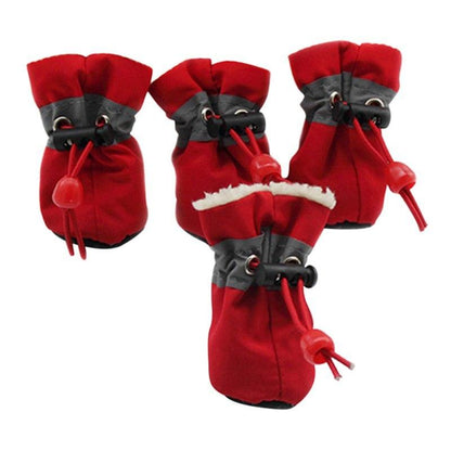 4pcs/set Waterproof Winter Pet Dog Shoes Anti-slip Rain Snow Boots Footwear Thick Warm For Small Cats Puppy Dogs Socks Booties - Pampered Pets