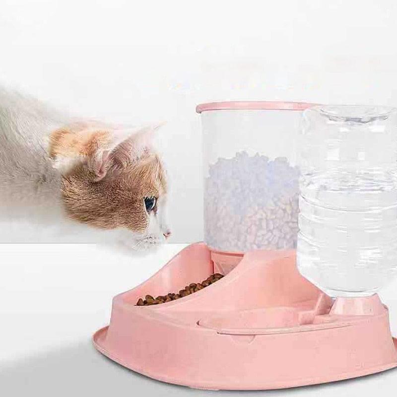 NEW 4L Large Capacity Dual-use Automatic Pet cats Feeder with Water Dispenser dogs Dog Food Bowl Cat Drinking for Supplies pets - Pampered Pets