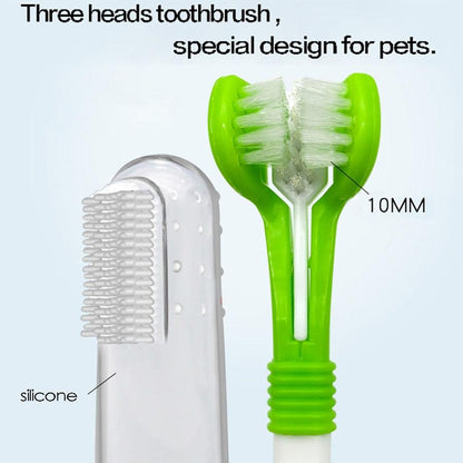 Pet Toothbrush Kit With Soft Dog Finger Toothbrush Pet Multi-angle Cleaning Tooth Dog Cat Dental Care ToothBrushes Set for Pets - Pampered Pets