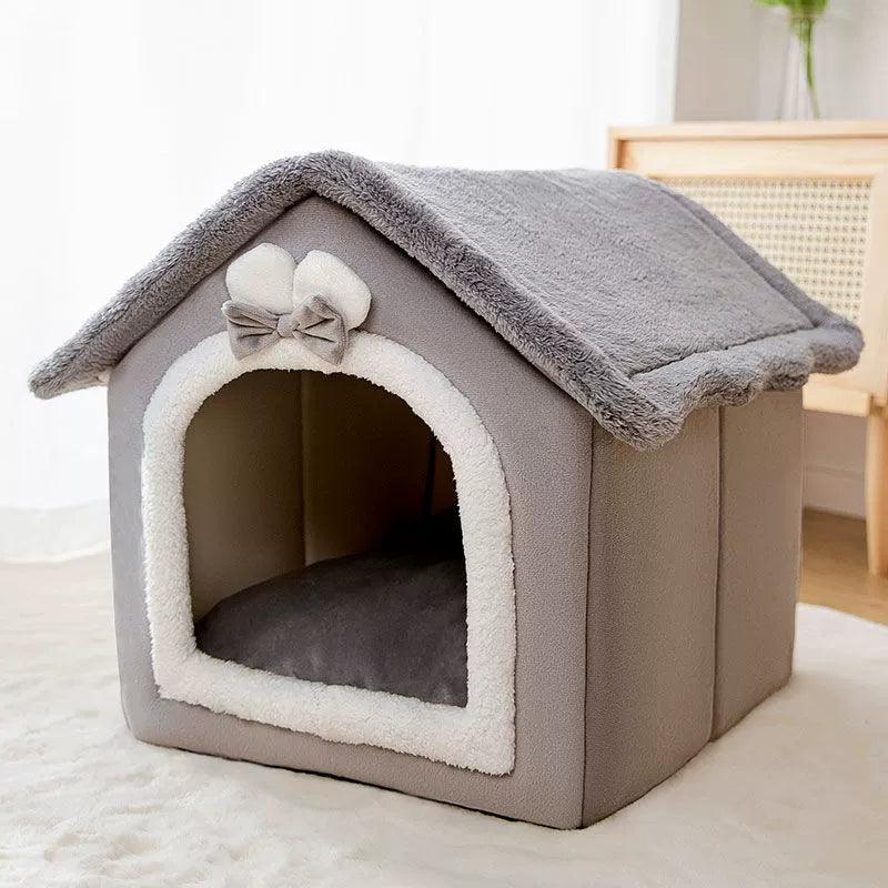 Pet House Warm Soft Dog Bed Cat Nest Kennel - Pampered Pets