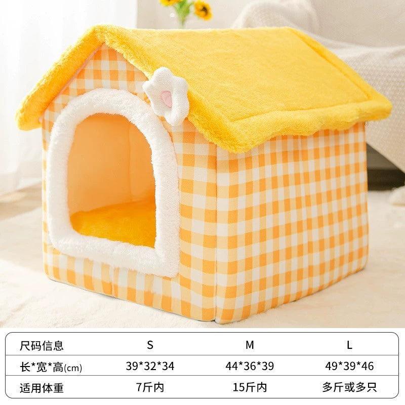 Pet House Warm Soft Dog Bed Cat Nest Kennel - Pampered Pets