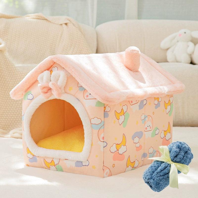 Pet House Warm Soft Dog Bed Cat Nest Kennel - Pampered Pets