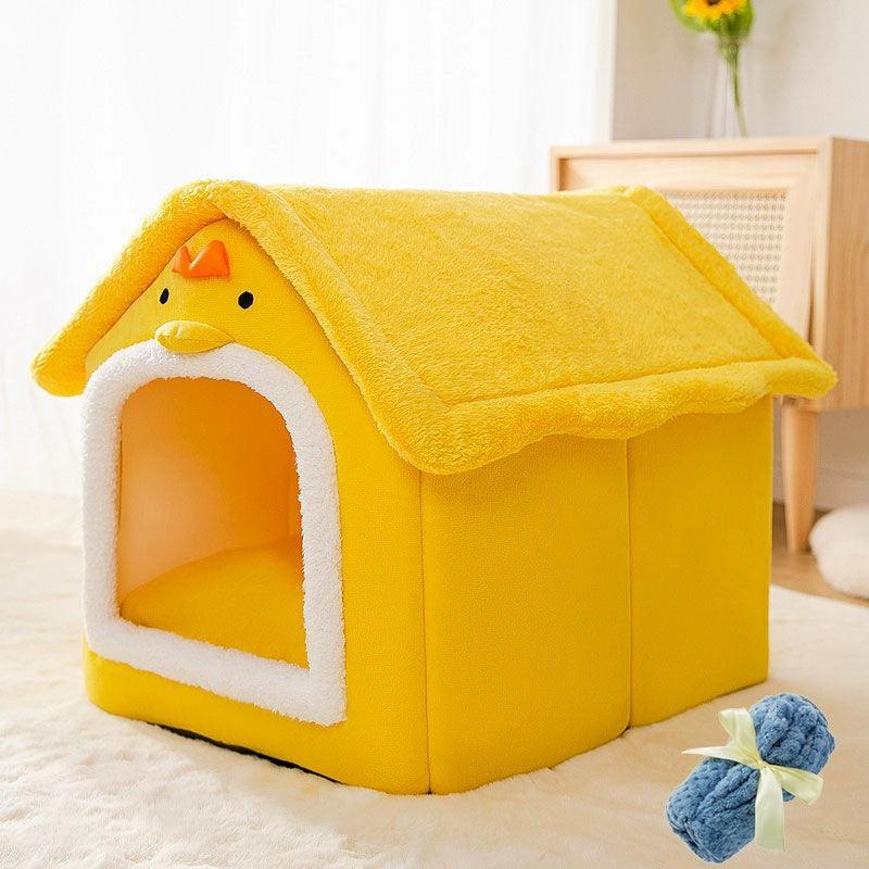 Pet House Warm Soft Dog Bed Cat Nest Kennel - Pampered Pets