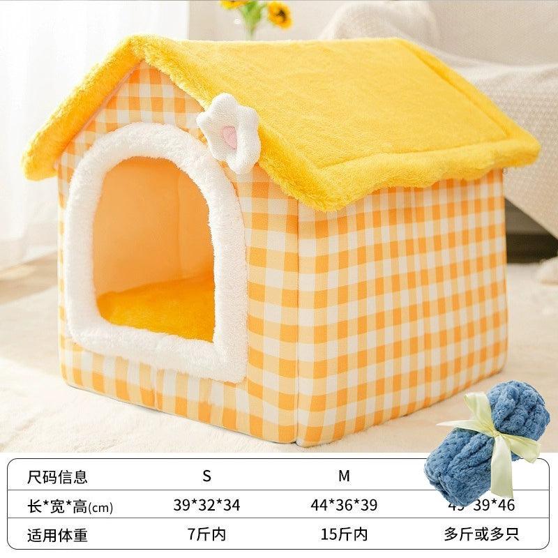 Pet House Warm Soft Dog Bed Cat Nest Kennel - Pampered Pets