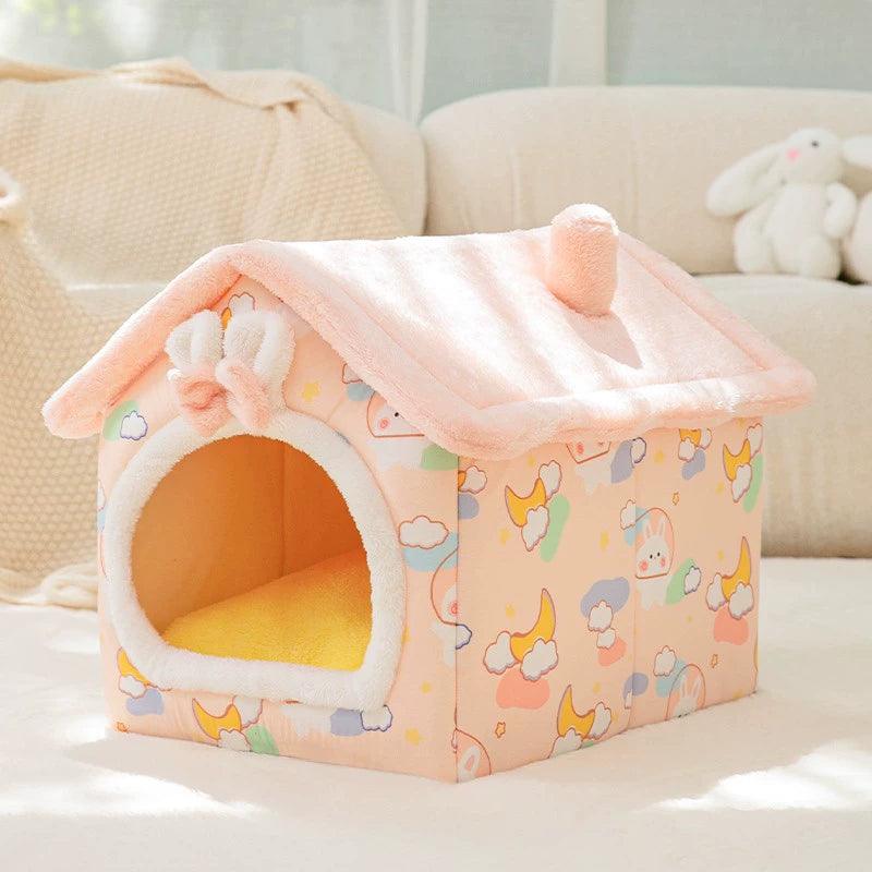 Pet House Warm Soft Dog Bed Cat Nest Kennel - Pampered Pets