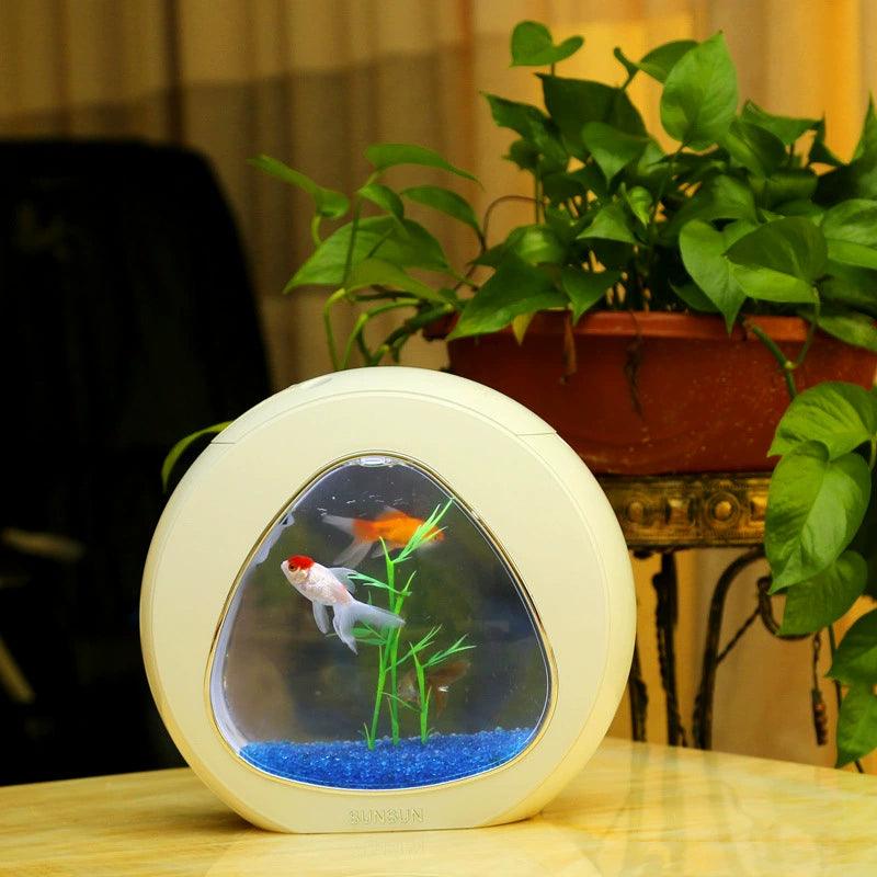 Fish Tank Aquarium Living Room Mini Small Desktop Creativity Ornamental Fish Globe Office Ecological Lazy Fish Tank - Pampered Pets