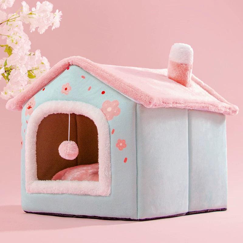 Pet House Warm Soft Dog Bed Cat Nest Kennel - Pampered Pets