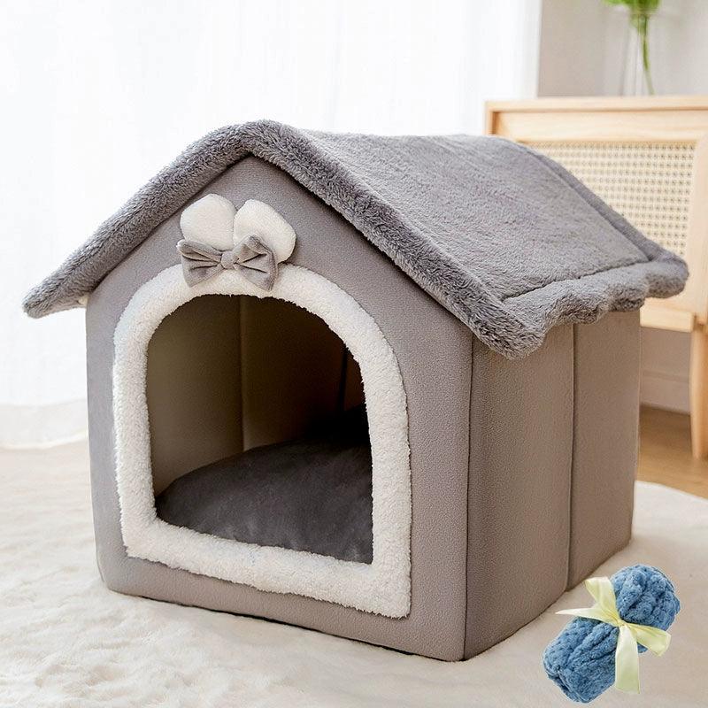 Pet House Warm Soft Dog Bed Cat Nest Kennel - Pampered Pets