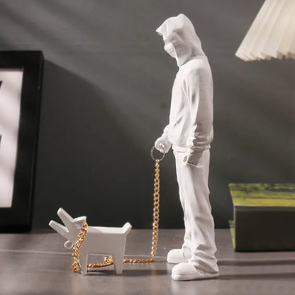 Banksy Statue The Man and Dog Sculpture Street Modern Pop Art Living Room Shelf Office Home Bar Decoration Collections Gift