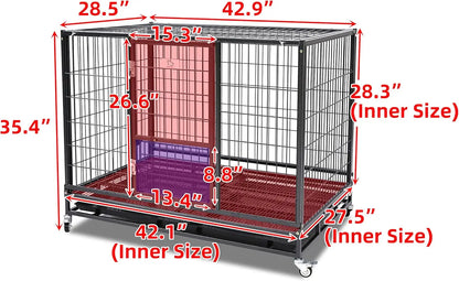 Homey Pet 36 Inch Dog Crate Stackable, Connectable Indestructible Dog Kennel Indoor Cage Medium Sized, Metal Wire