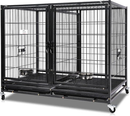 Homey Pet 36 Inch Dog Crate Stackable, Connectable Indestructible Dog Kennel Indoor Cage Medium Sized, Metal Wire